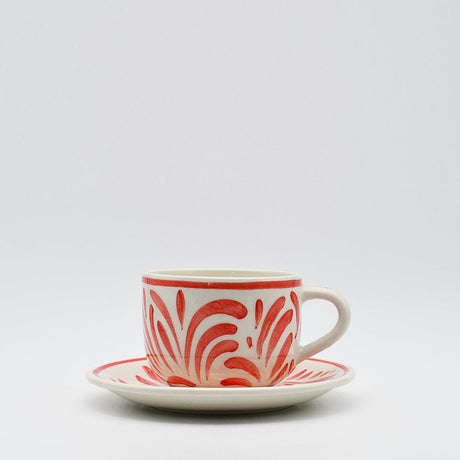 Andorinha I Large Ceramic Cup and Saucer - Red