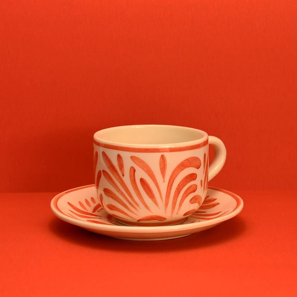 Andorinha I Large Ceramic Cup and Saucer - Red