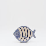 Assiette creuse rayée en forme de poisson - Bleue 18cm