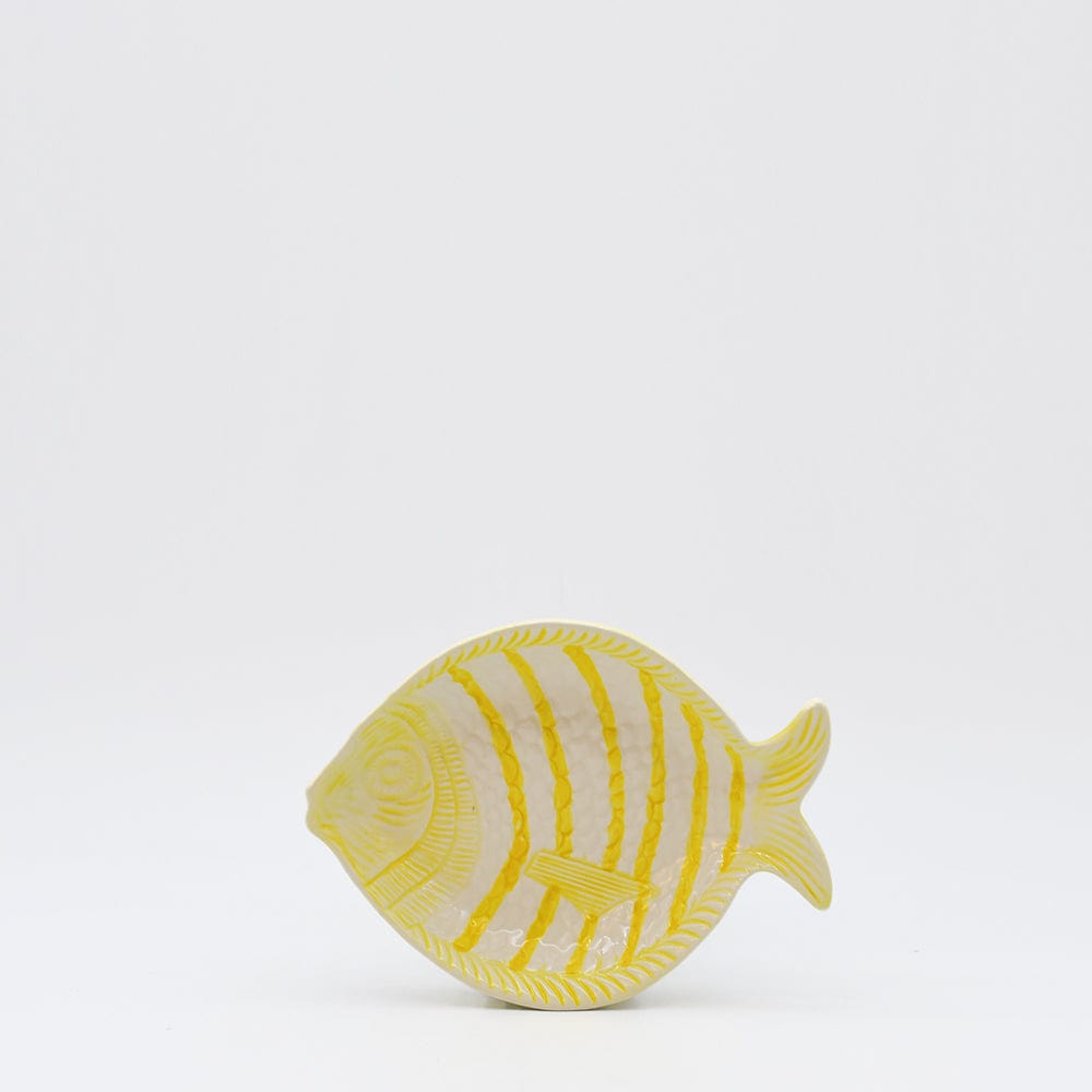 Assiette creuse rayée en forme de poisson - Jaune 18cm