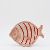 Assiette creuse rayée en forme de poisson - Rouge 25cm