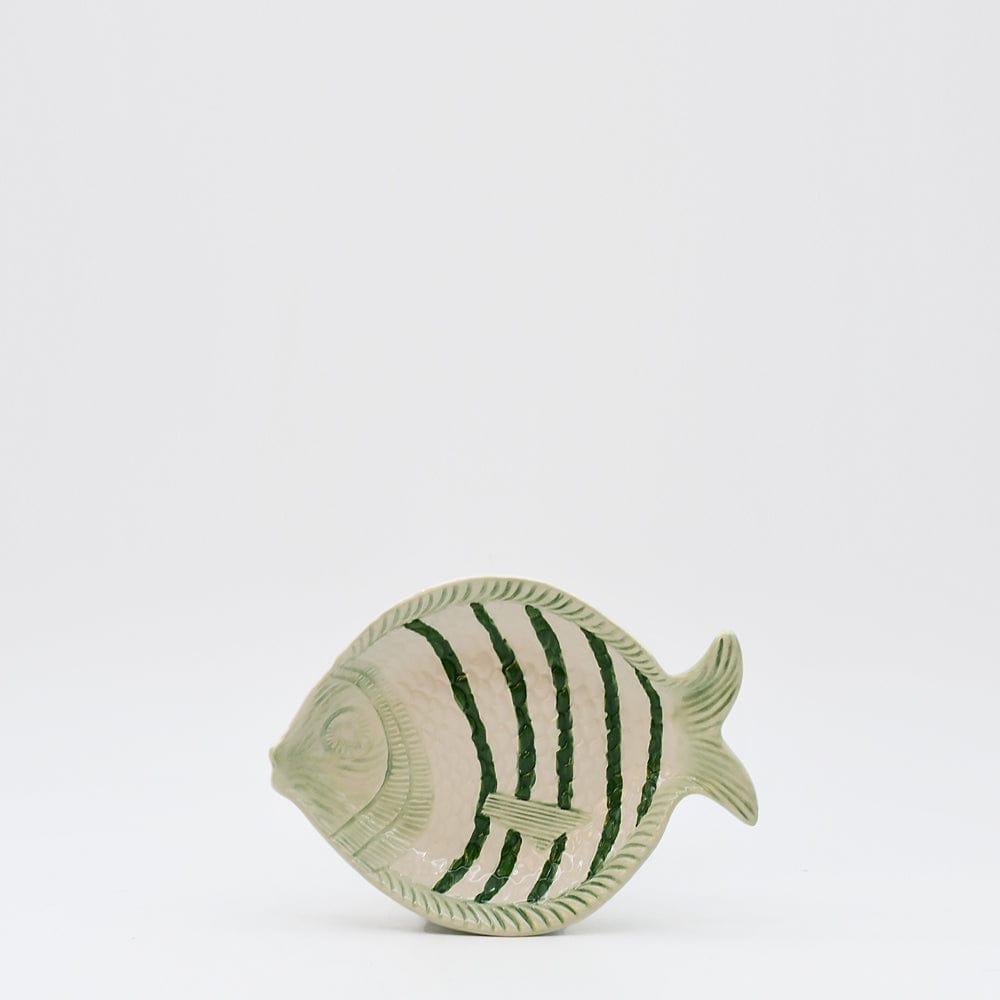 Assiette creuse rayée en forme de poisson - Verte 18cm