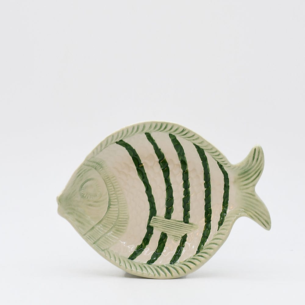 Assiette creuse rayée en forme de poisson - Verte 25cm