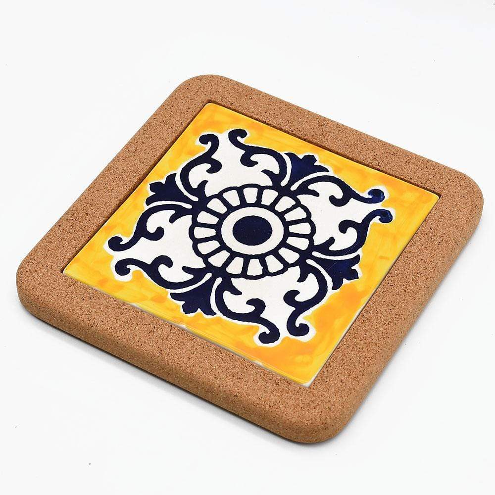 Azulejo I Ceramic and Cork Trivet 3 patterns - 7.9"