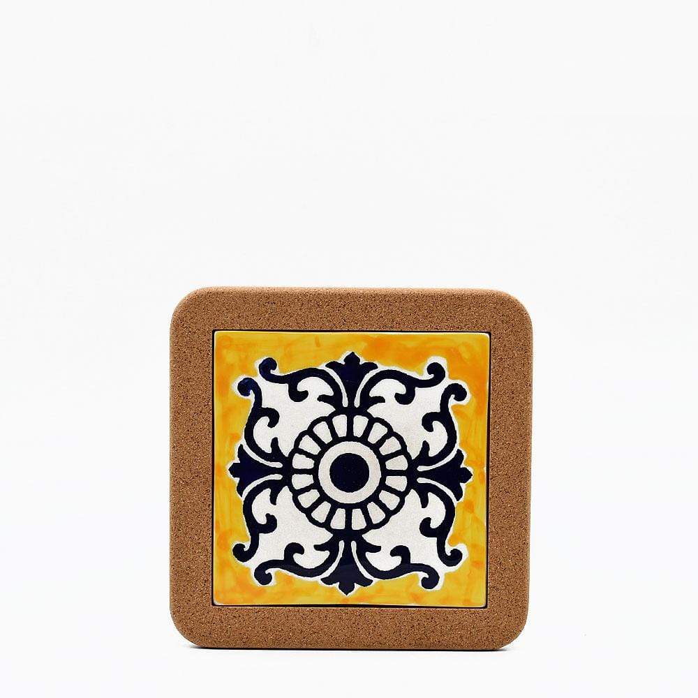 Azulejo I Ceramic and Cork Trivet 3 patterns - 7.9" Pattern #1