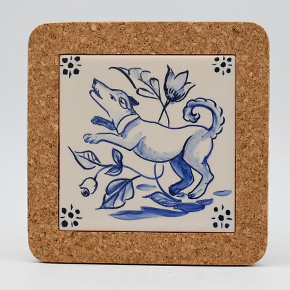 Azulejo I Ceramic and Cork Trivet - 5.9" Pattern #2