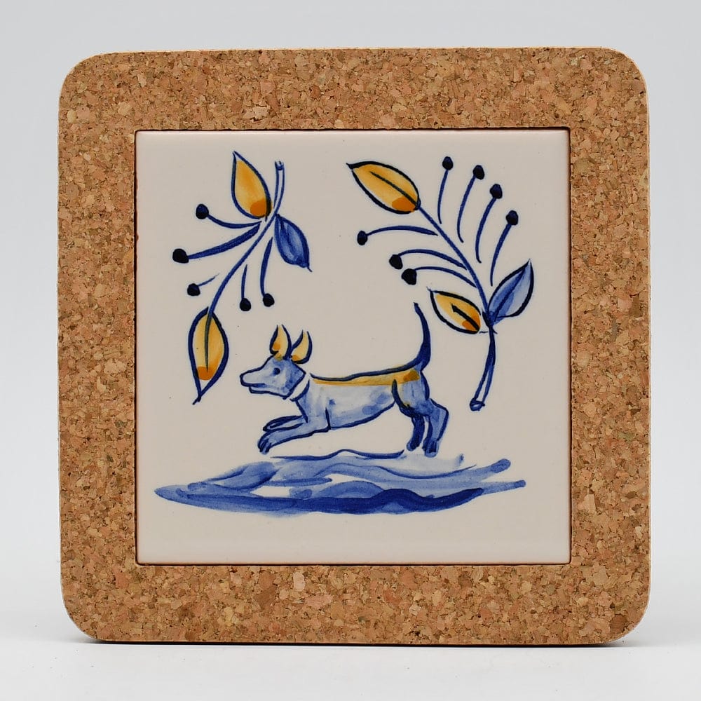 Azulejo I Ceramic and Cork Trivet - 5.9" Pattern #3