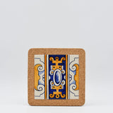 Azulejo I Ceramic and Cork Trivet 8 patterns - 7.9" Motif 4