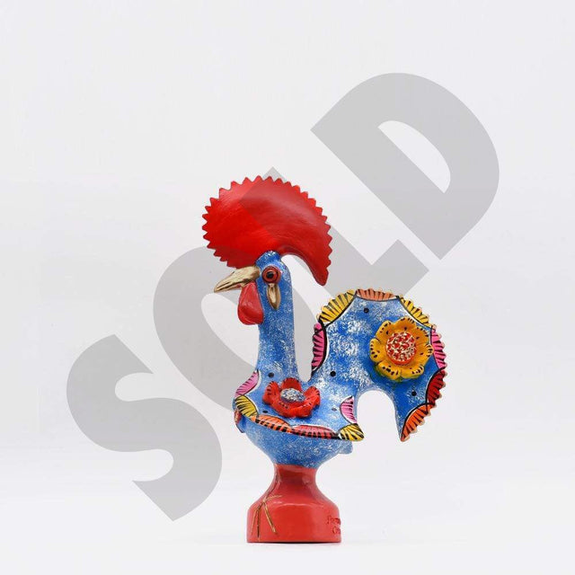 Barcelos Rooster by Prazeres Côta 10" - Blue