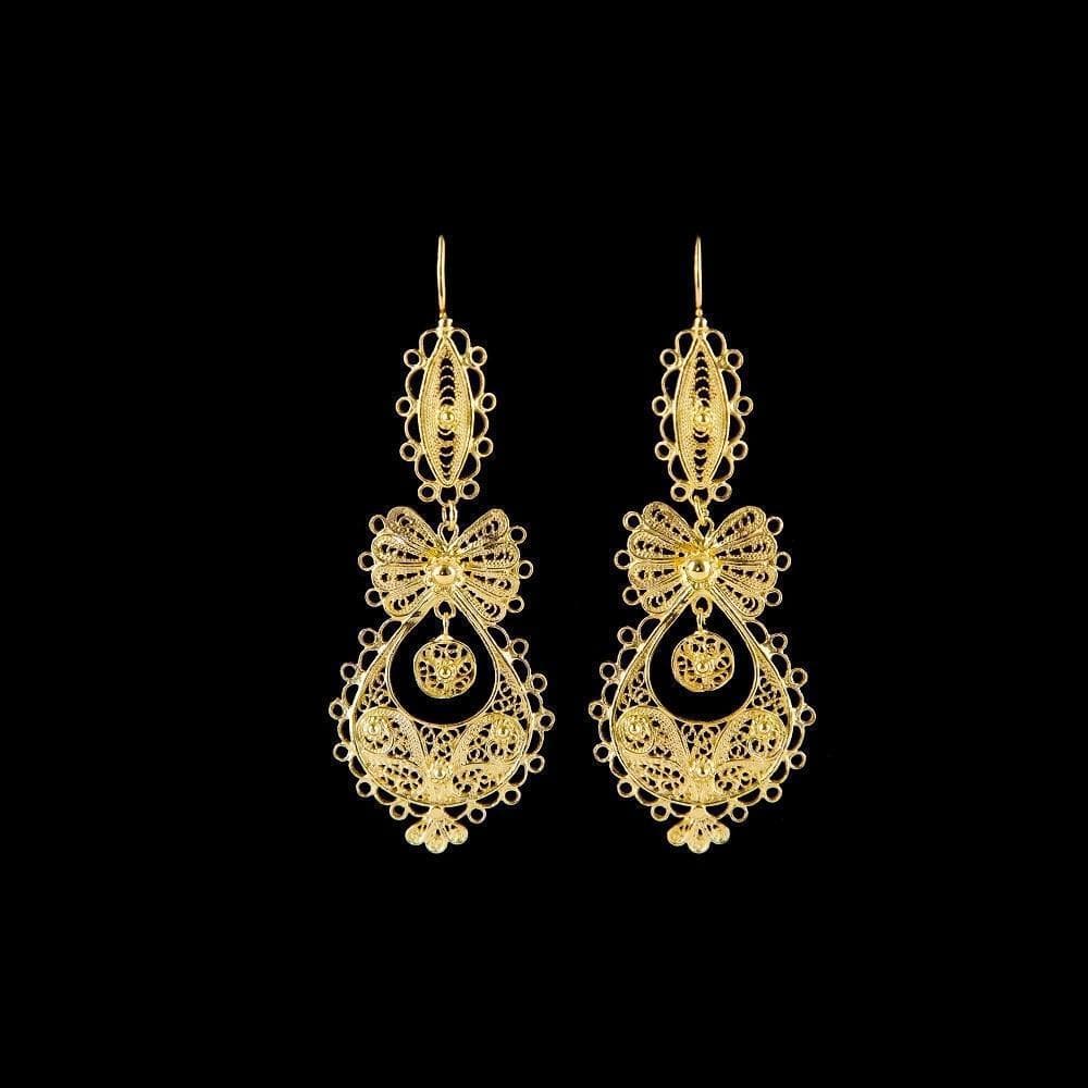 Brincos À Princesa I Gold-plated Silver Filigree Earrings - 2.2''