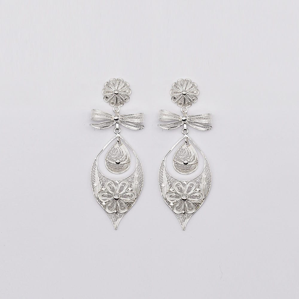 Brincos À Princesa I Silver Filigree Earrings - 3.5"