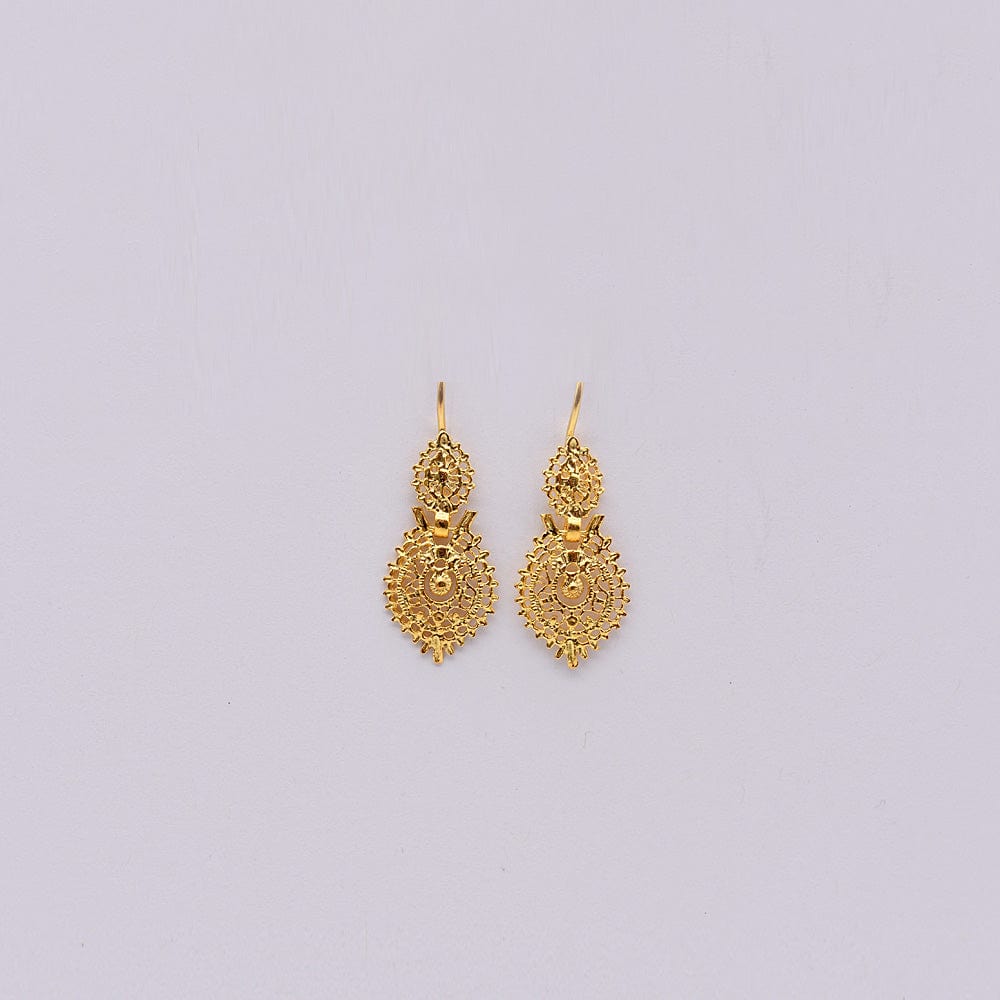Brincos Á Rainha I Gold-plated Filigree Earrings - 1.0''