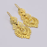 Brincos Á Rainha I Gold-plated Filigree Earrings - 1.0''