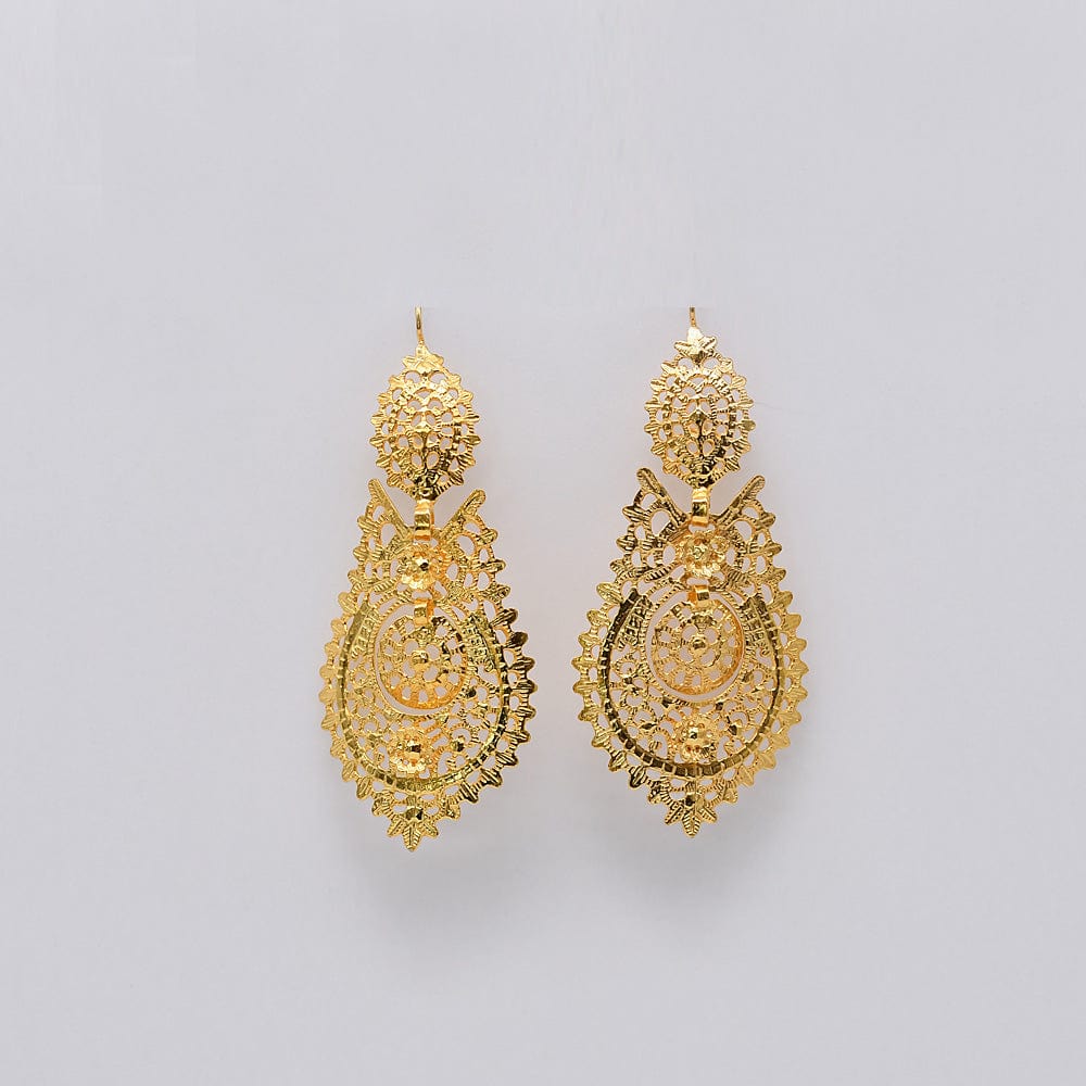 Brincos À Rainha I Gold-plated Silver Earrings - 2.6''