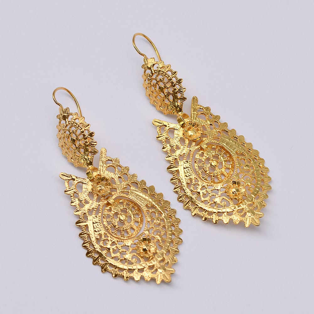 Brincos À Rainha I Gold-plated Silver Earrings - 2.6''