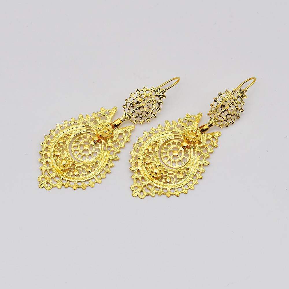 Brincos À Rainha I Gold-plated Silver Earrings - 2.8''