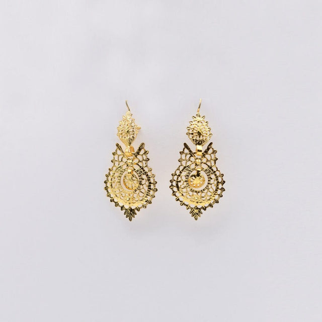 Brincos À Rainha I Gold-plated Silver Filigree Earrings - 2.0"