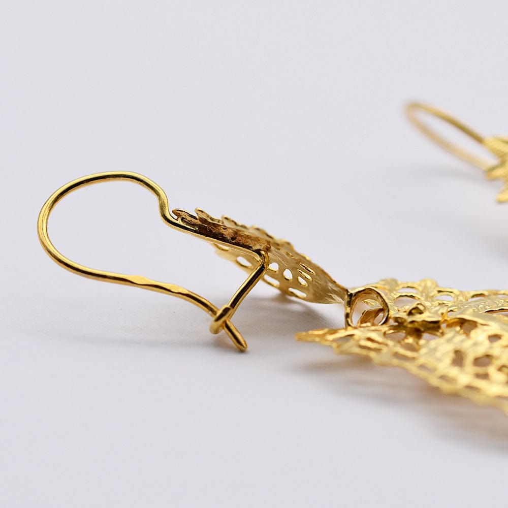 Brincos À Rainha I Gold-plated Silver Filigree Earrings - 2.0"