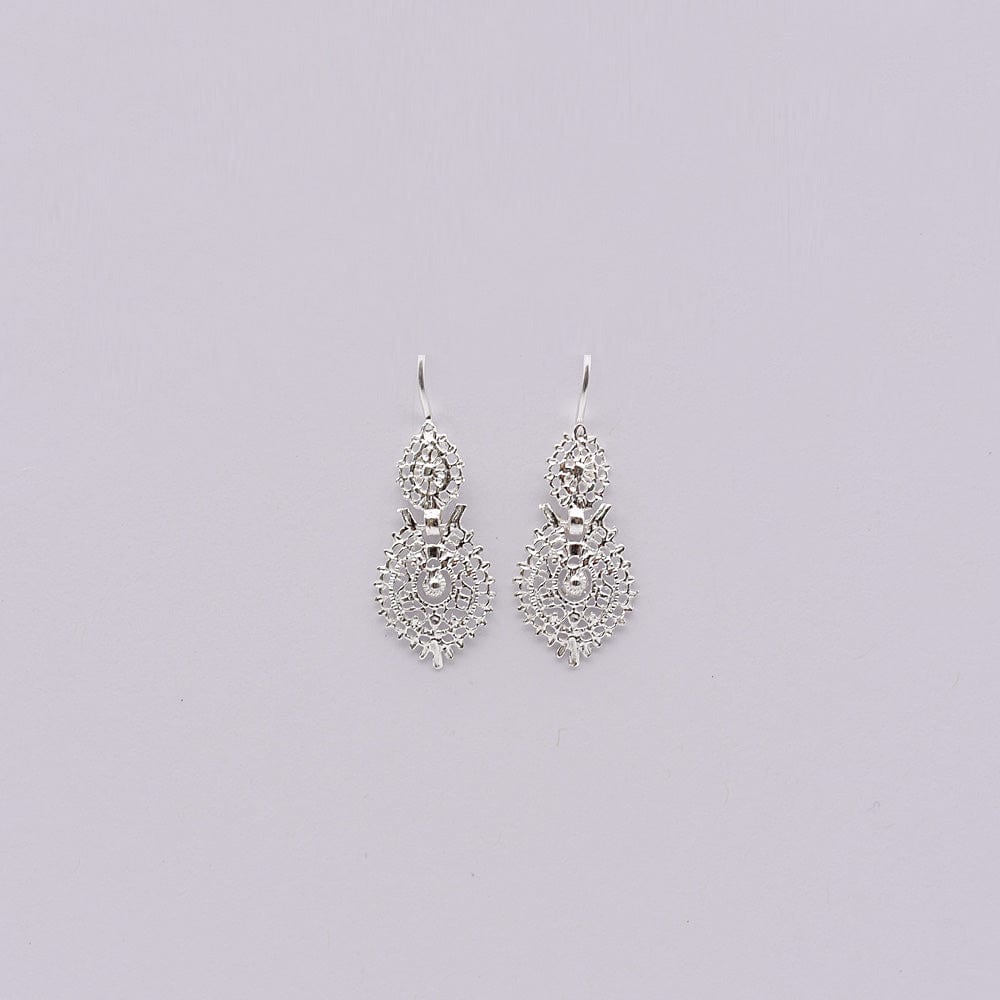 Brincos À Rainha I Silver Filigree Earrings - 1.0''