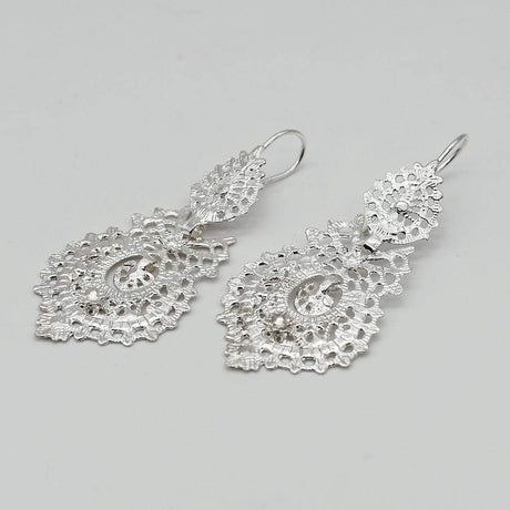 Brincos À Rainha I Silver Filigree Earrings - 2.0''