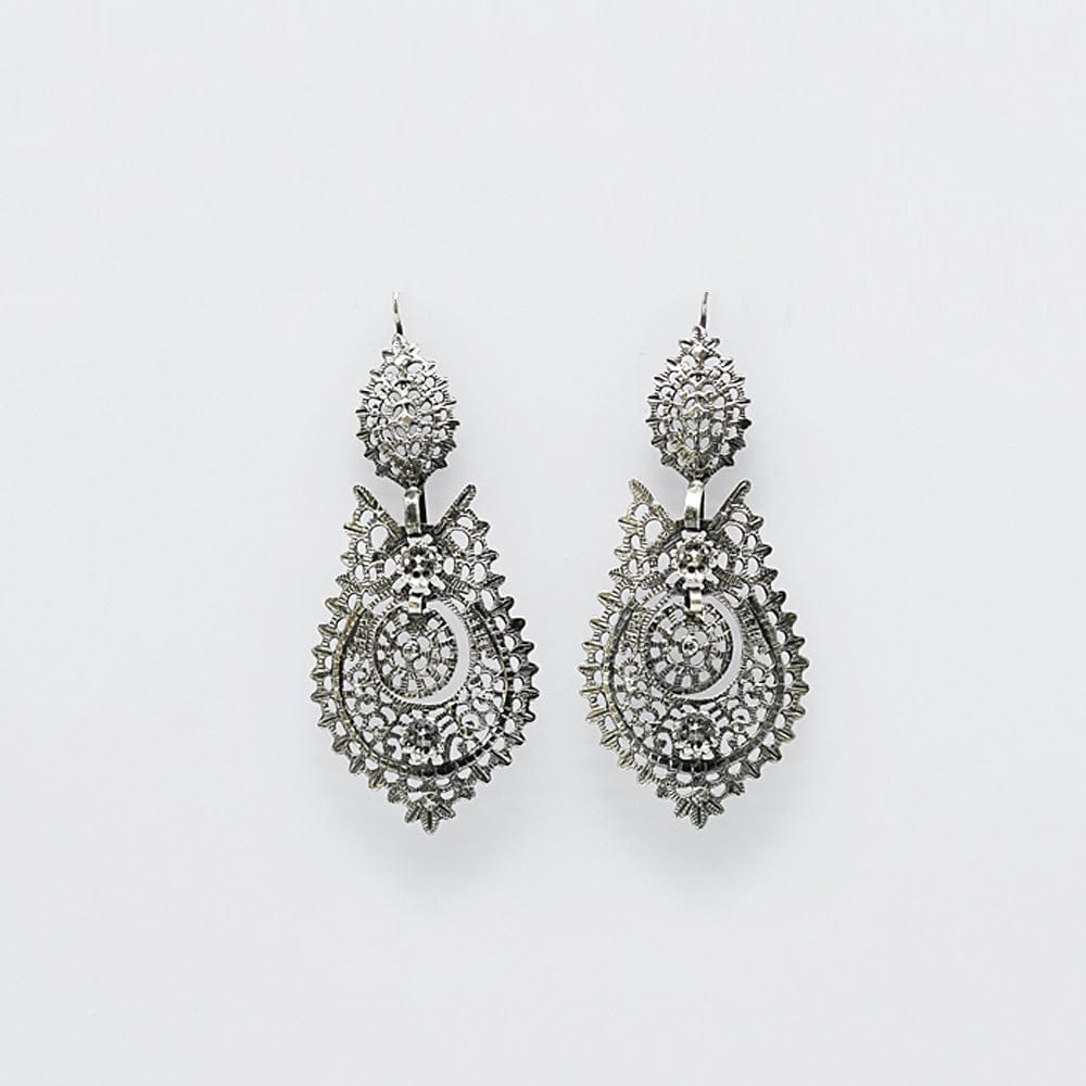 Brincos À Rainha I Silver Filigree Earrings - 2.6''