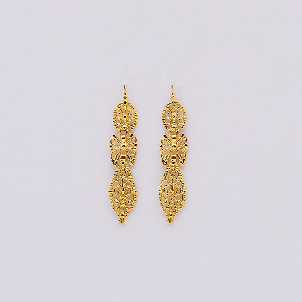 Brincos À Rei I Gold-plated Silver Filigree Earrings - 2.4"