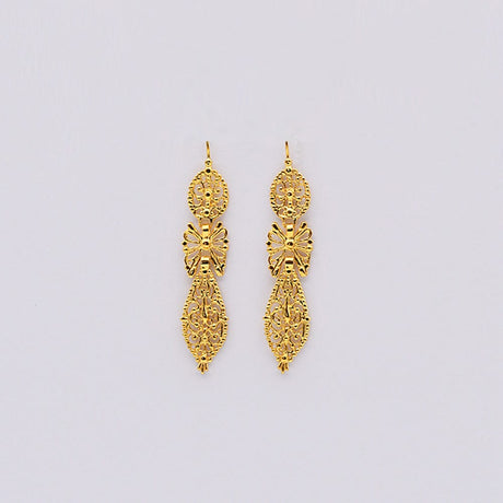 Brincos À Rei I Gold-plated Silver Filigree Earrings - 2.4"