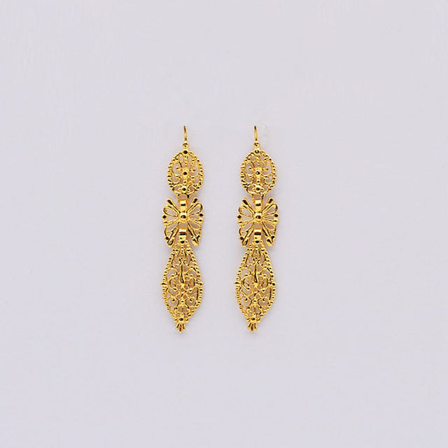 Brincos À Rei I Gold-plated Silver Filigree Earrings - 2.4"