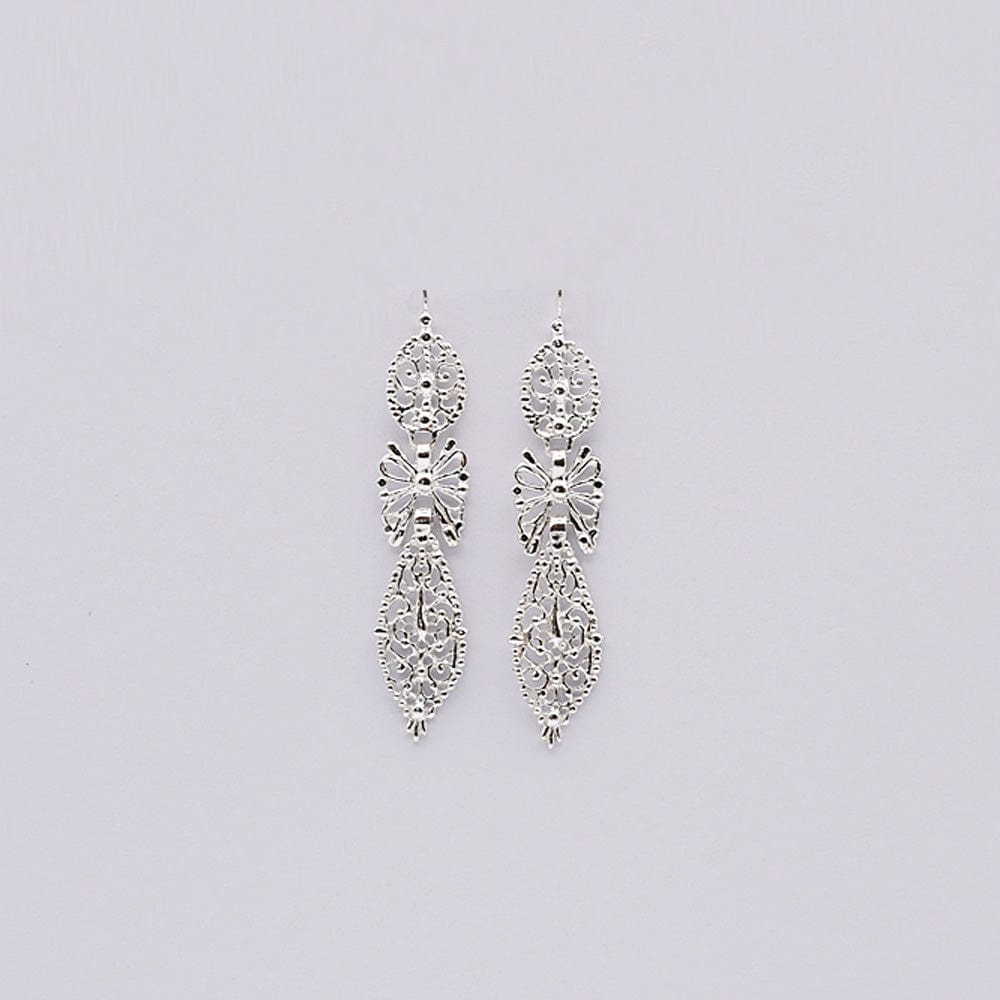 Brincos À Rei I Silver Filigree Earrings - 2.4"