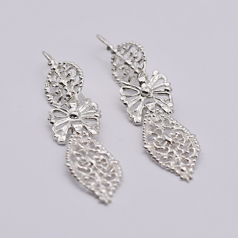 Brincos À Rei I Silver Filigree Earrings - 2.4"