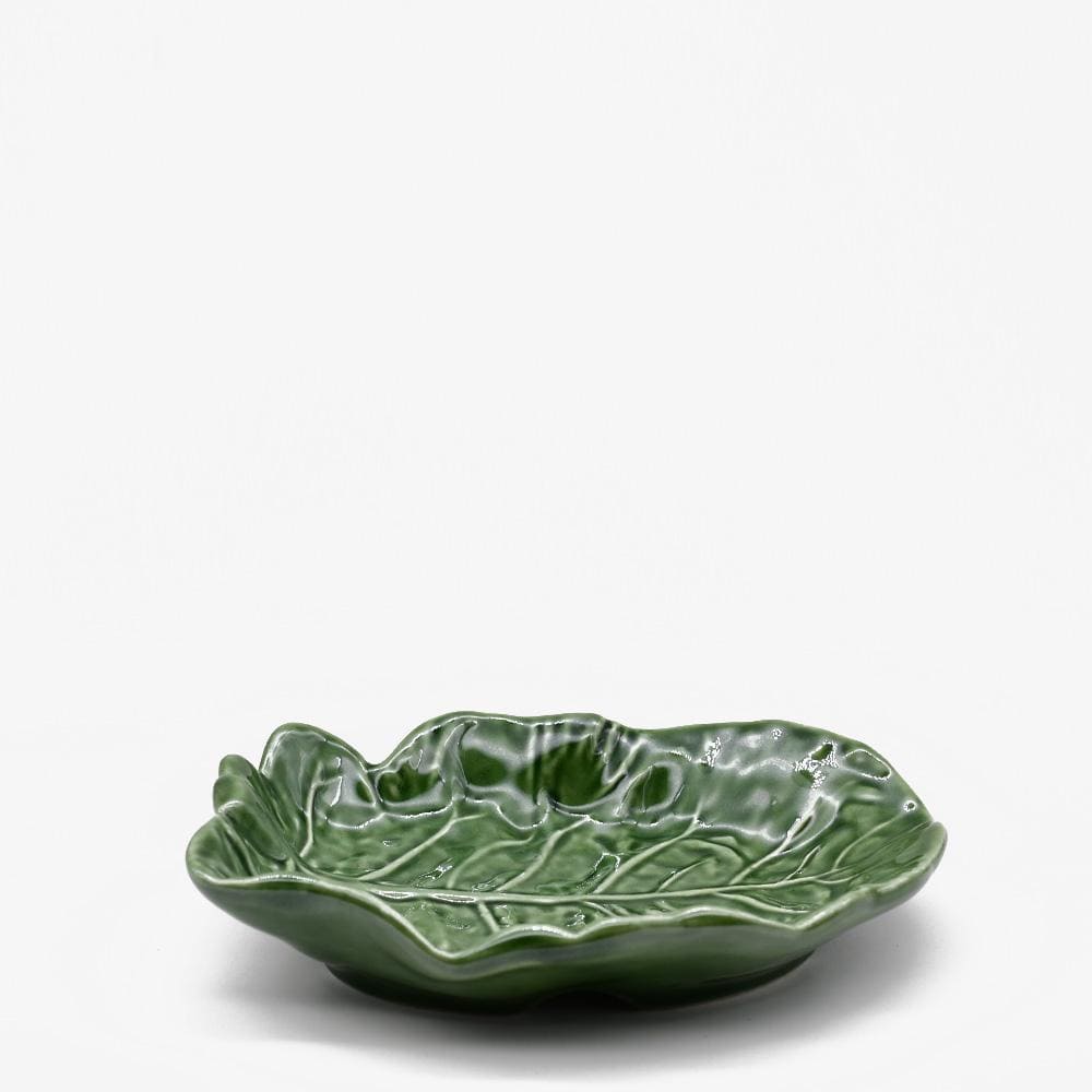 Cabbage Leaf-shaped Ceramic Bread Plate - Green