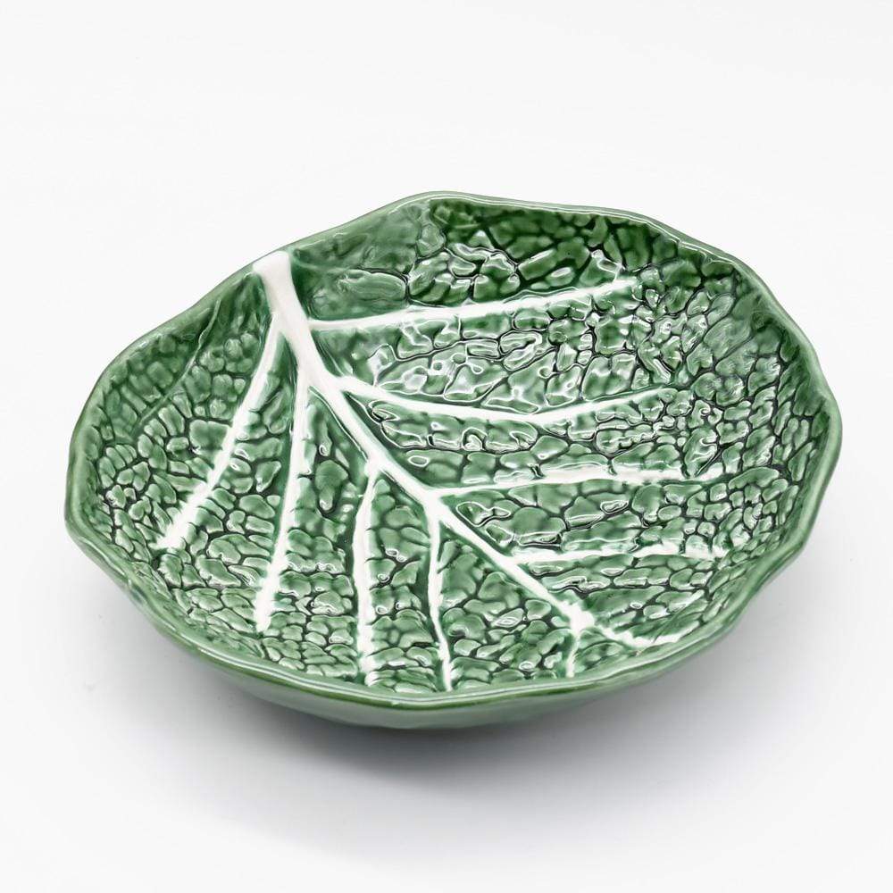 Cabbage-shaped Ceramic Low Salad Bowl - Green