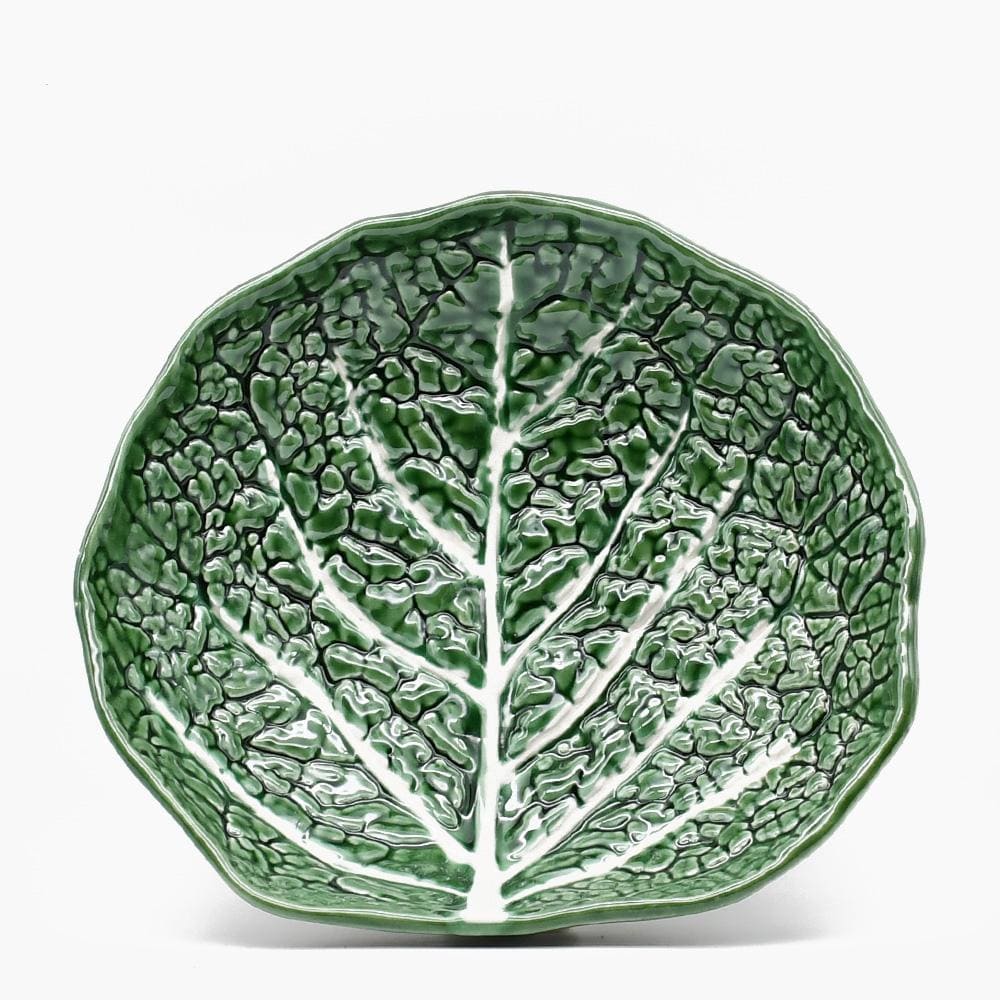 Cabbage-shaped Ceramic Low Salad Bowl - Green