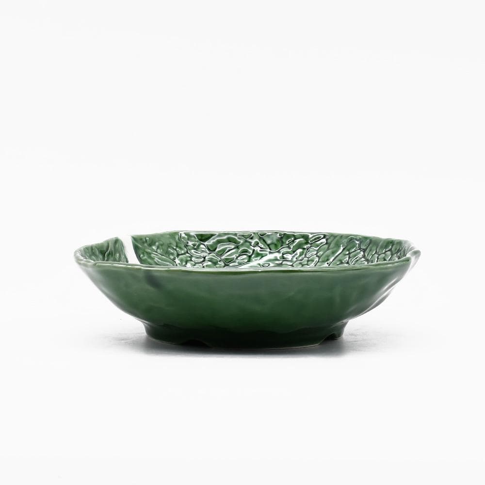 Cabbage-shaped Ceramic Low Salad Bowl - Green