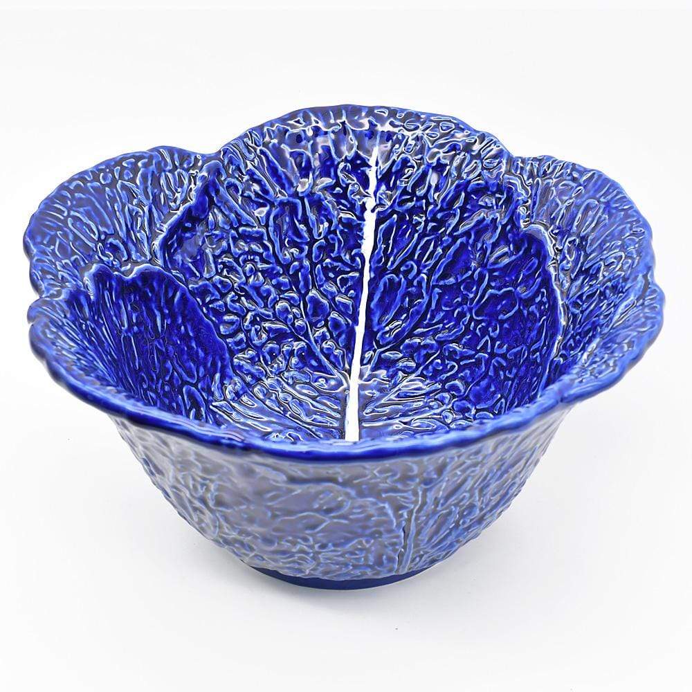 Cabbage-shaped Ceramic Salad Bowl - Blue