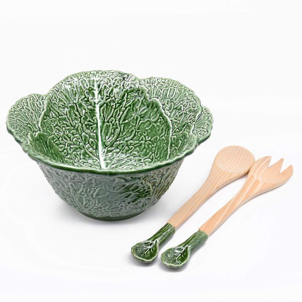 Cabbage-shaped Ceramic Salad Bowl - Green