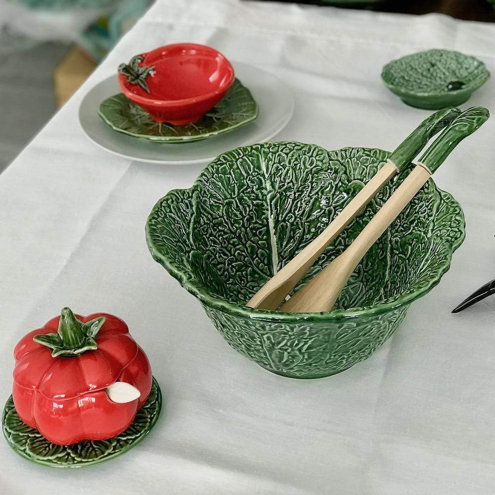 Cabbage-shaped Ceramic Salad Bowl - Green