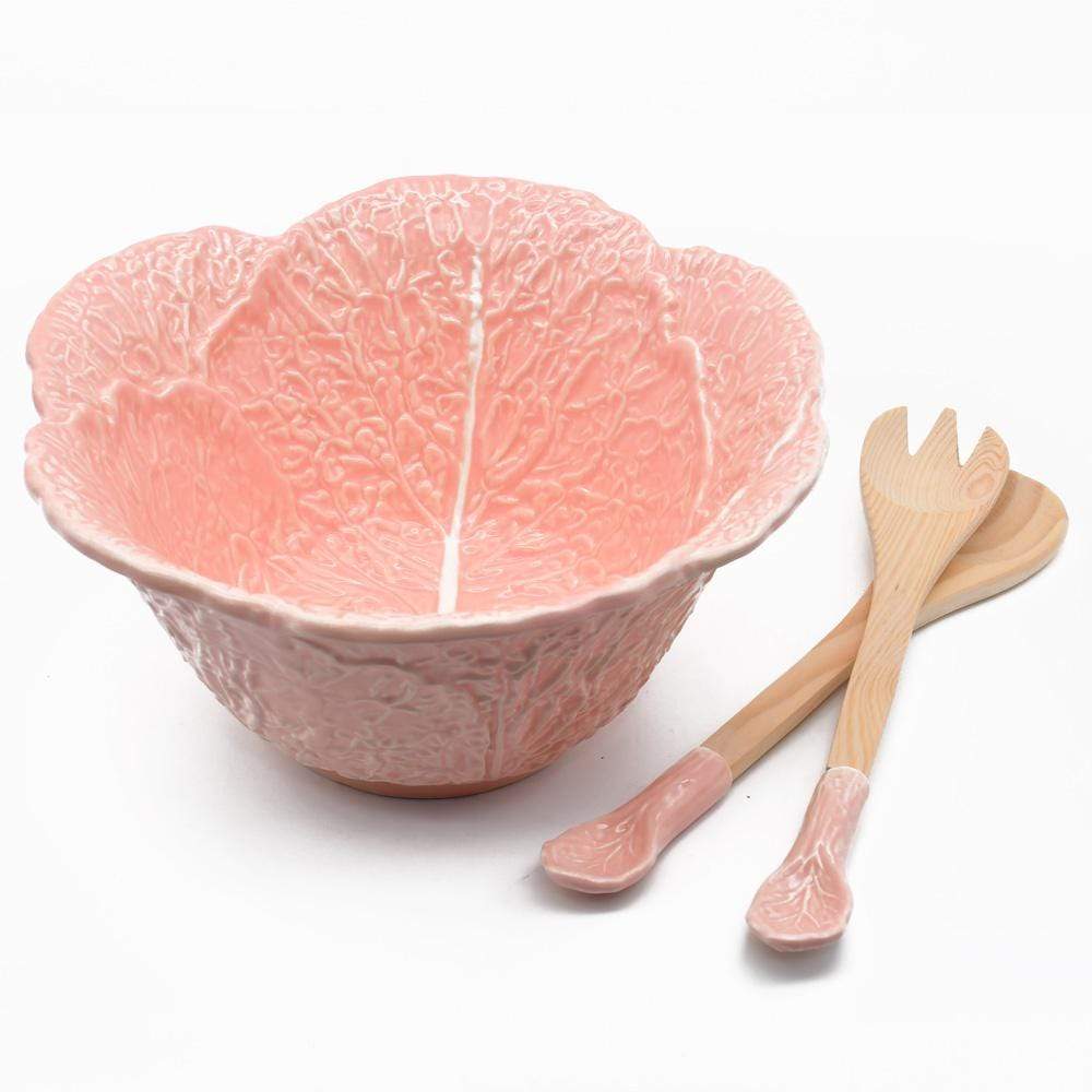 Cabbage-shaped Ceramic Salad Bowl - Pink