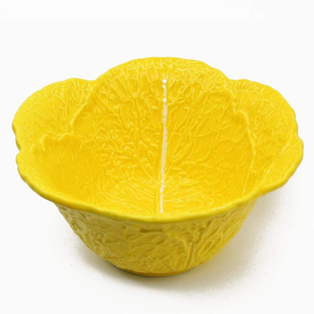 Cabbage-shaped Ceramic Salad Bowl - Yellow