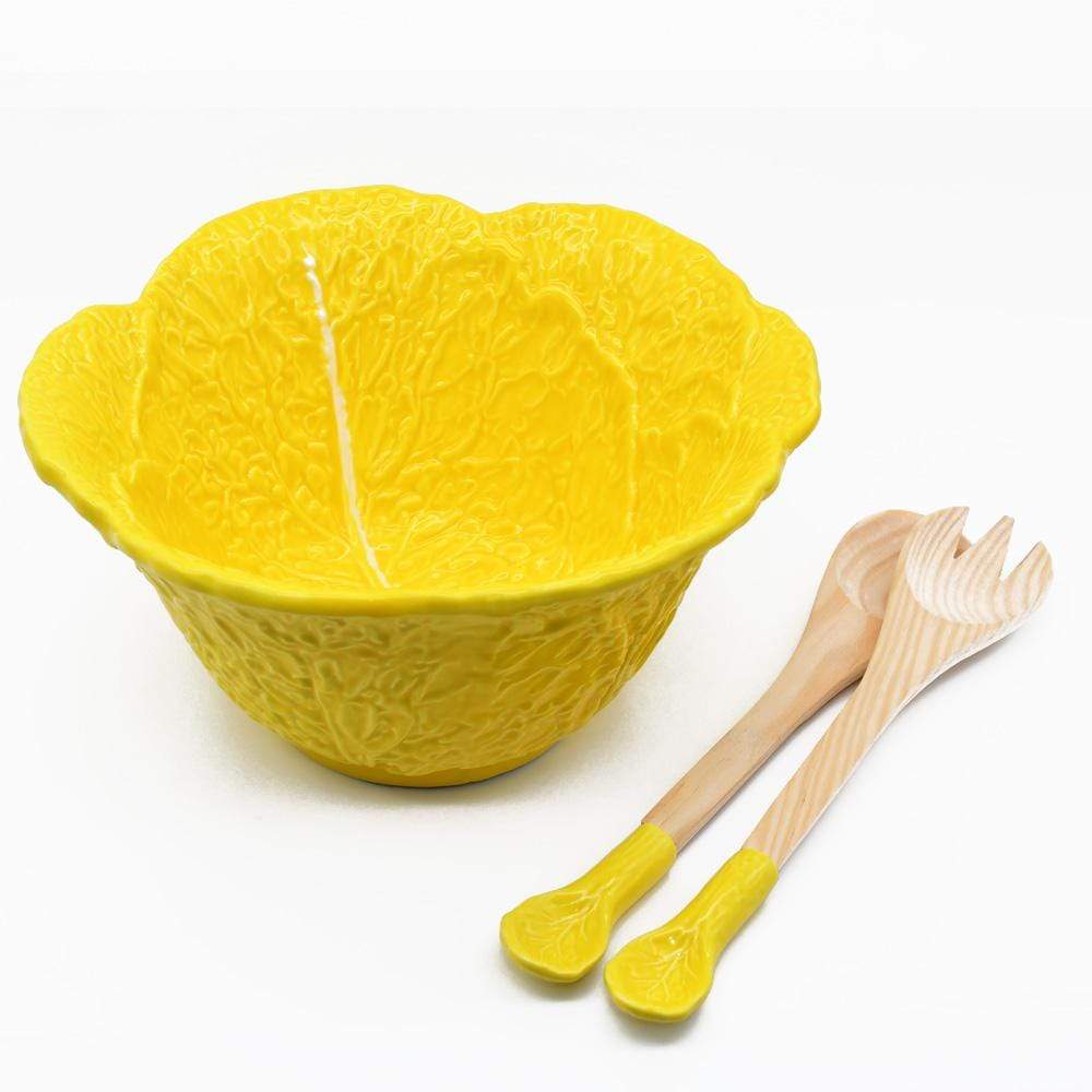 Cabbage-shaped Ceramic Salad Bowl - Yellow