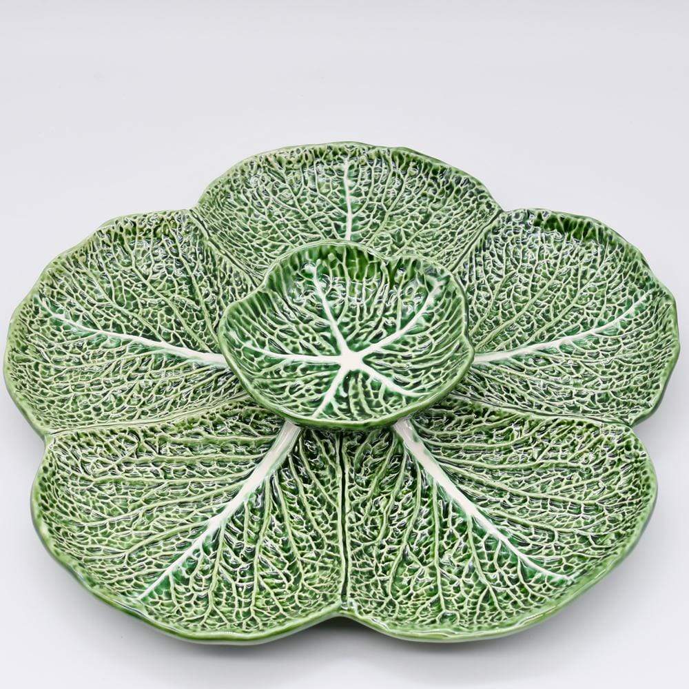 Cabbage-shaped Ceramic Serving Plate - Green