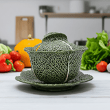 Cabbage-shaped Ceramic Tureen - 10.6''