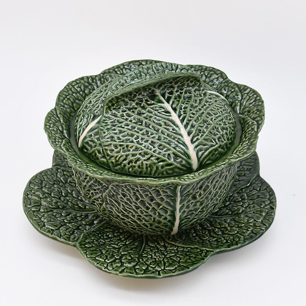 Cabbage-shaped Ceramic Tureen - 10.6''