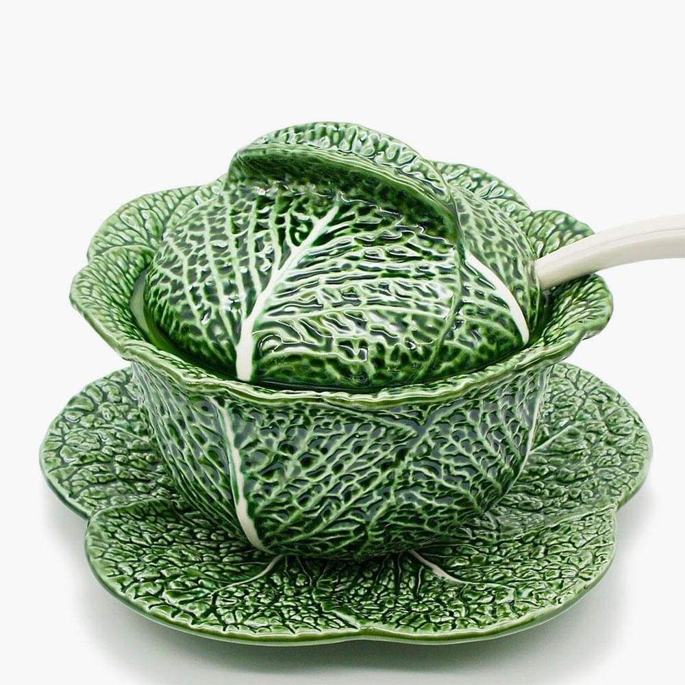Cabbage-shaped Ceramic Tureen - 10.6''