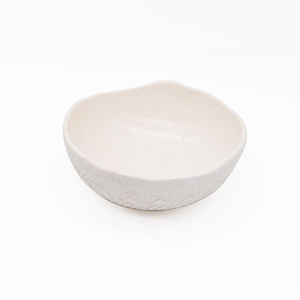 Carimbada I Handmade Ceramic Bowl 6.3'' - White