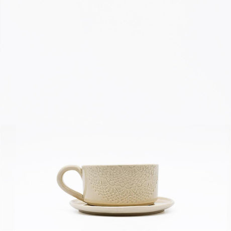 Carimbada I Handmade Ceramic Cup and Saucer - 4.7"