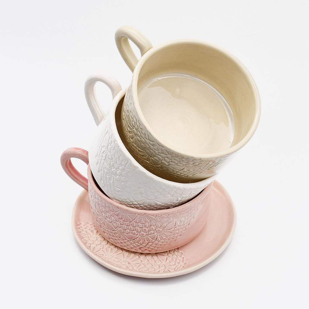 Carimbada I Handmade Ceramic Cup and Saucer - 4.7"