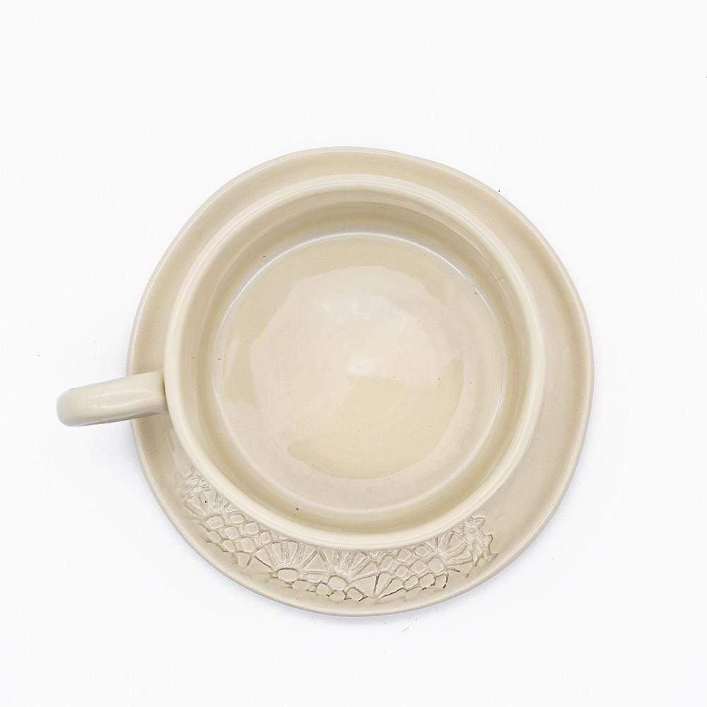 Carimbada I Handmade Ceramic Cup and Saucer - 4.7"