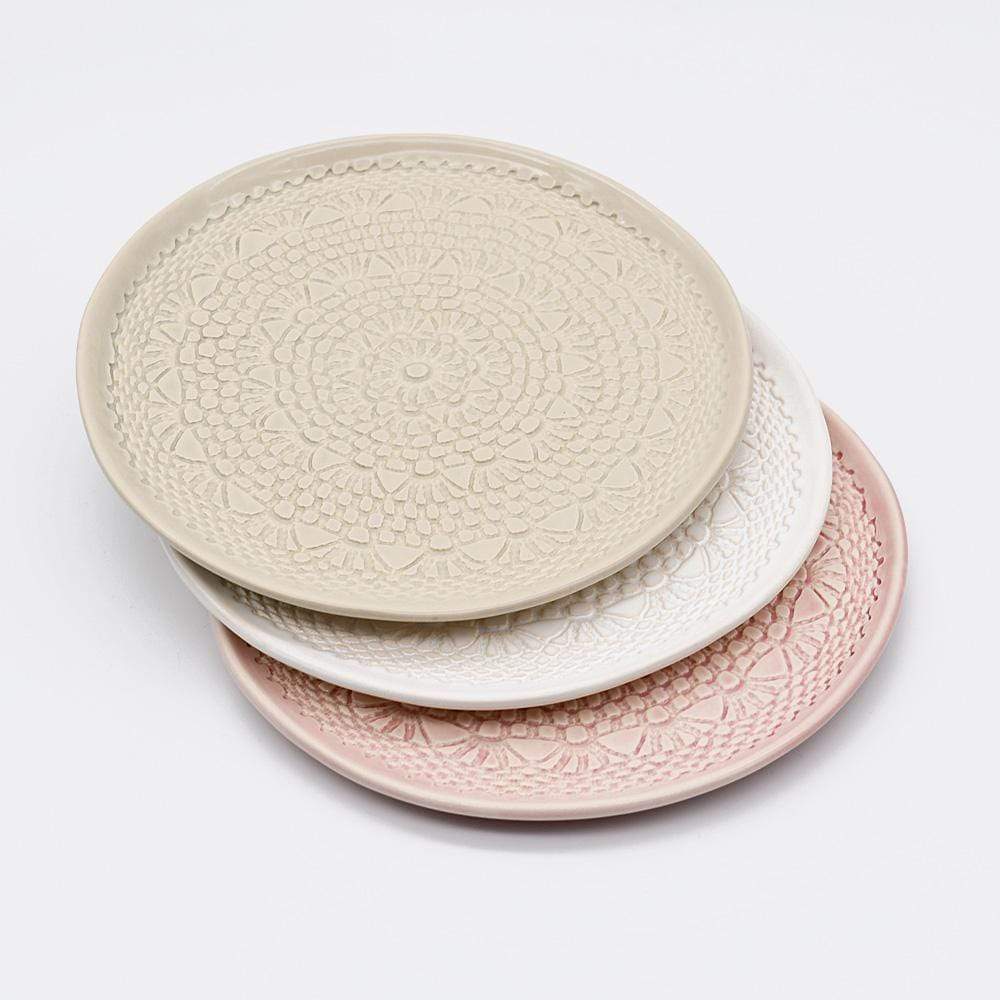 Carimbada I Handmade Ceramic Plate 7.9" - Pink
