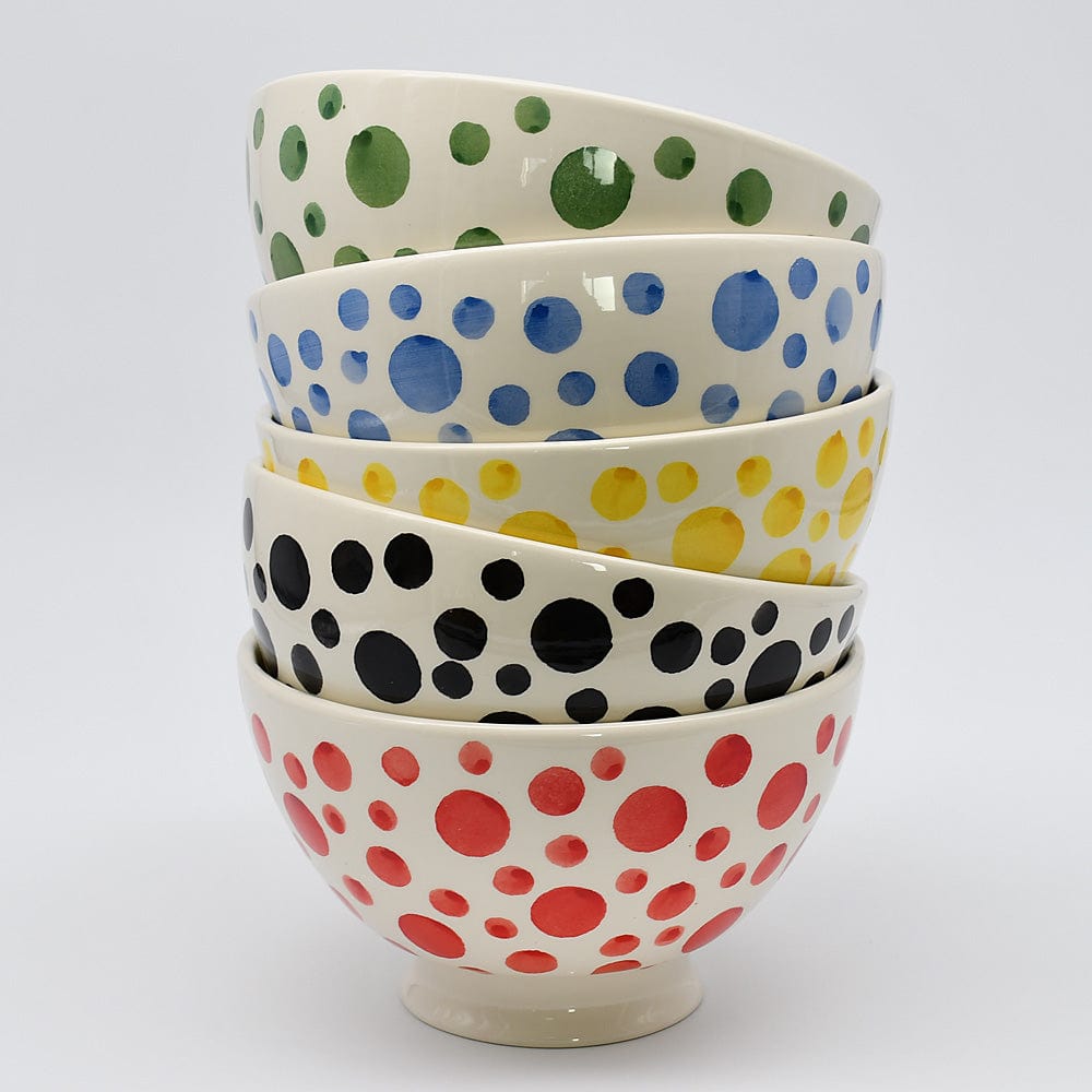 Ceramic Salad Bowl with Blue Dots